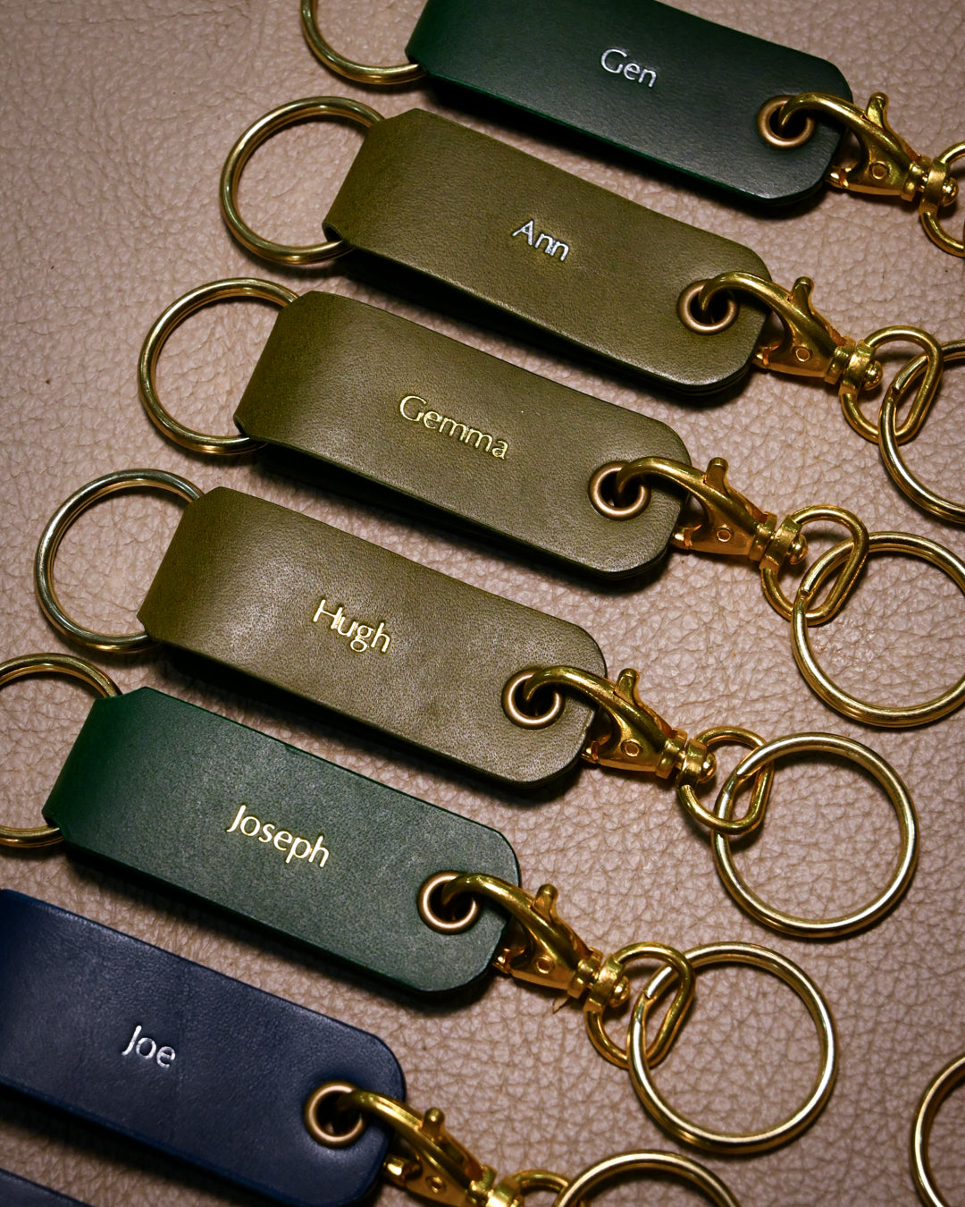 Gen: Buttero Green, Ann: Buttero Olive, Joe: Buttero Navy